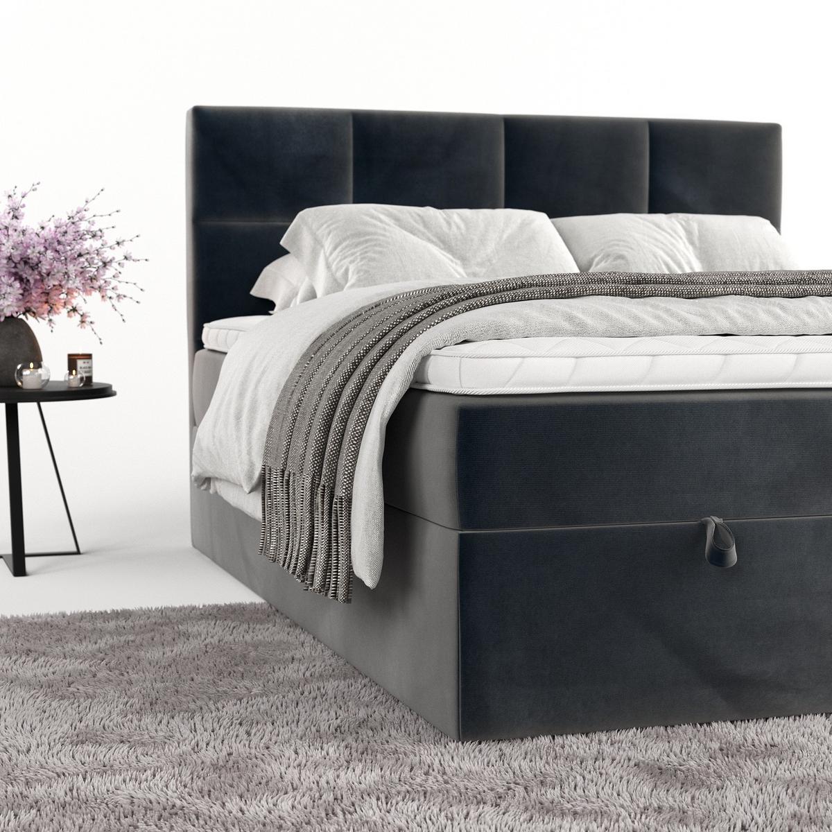 BOXBETT Velto 180/200 cm Anthrazit im Paros Stoff - Anthrazit/Schwarz, Holz/Holzwerkstoff (180/200cm) - AltaBeds