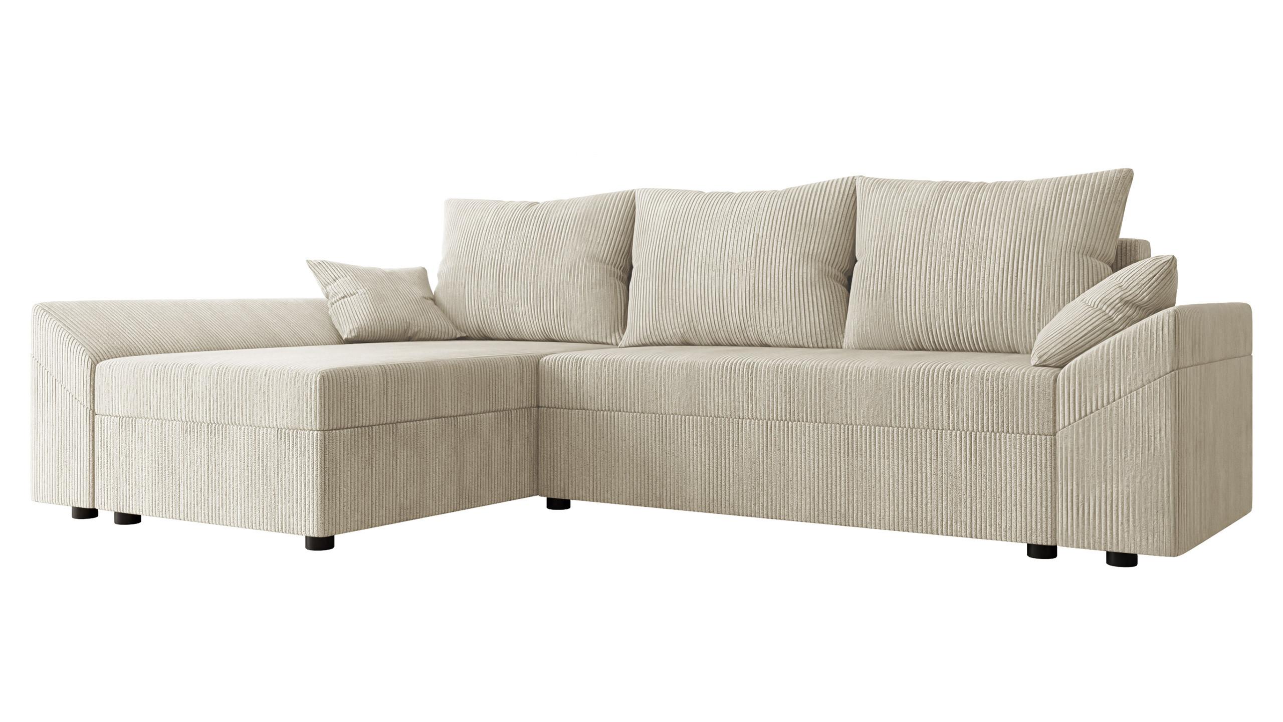 ECKSOFA Dante L Cord - Schwarz/Naturfarben, Holz/Kunststoff (240/140cm) - MIRJAN24