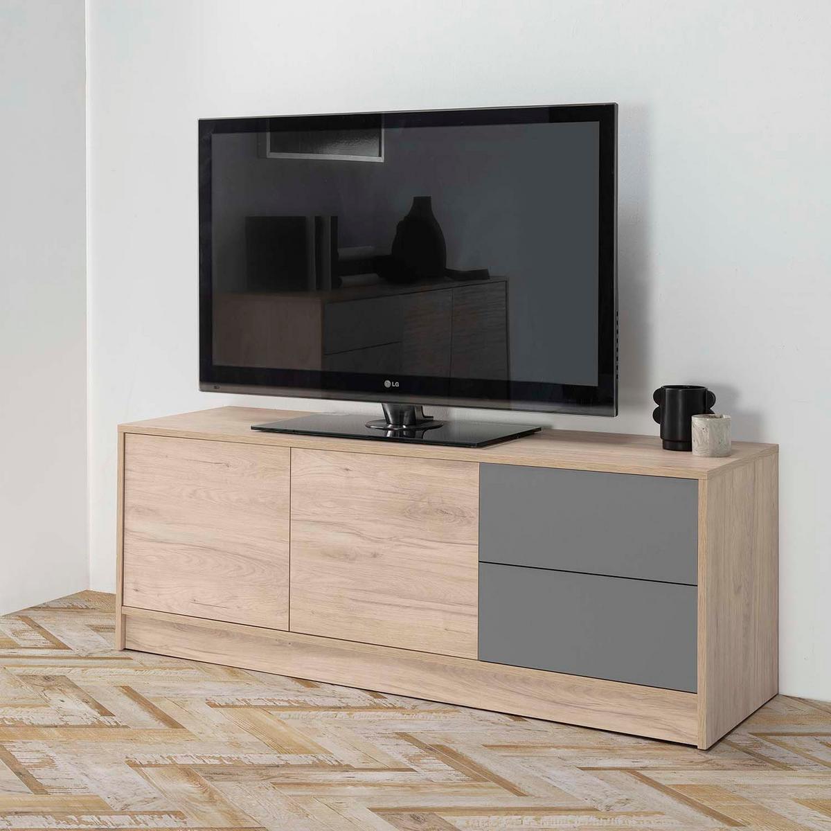 TV-ELEMENT Panama 2 Schubladen 2 Türen - Wildeiche, Holzwerkstoff (136/51/40cm) - VS Venta-stock