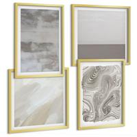 BILDER SET 4er Set - 50x50 cm & 40x60 cm Goldrahmen - Industriedesignstrukturen - Goldfarben, Kunststoff (50/50cm) - TULUP