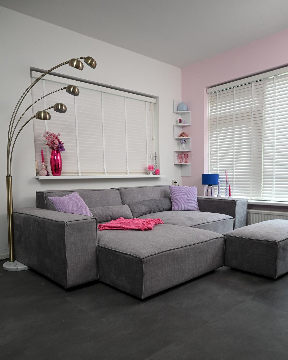 ECKSOFA Modul 3-Sitzer rechtsseitig Grau Stoff mit Ottomane Hellnar - Grau, Textil (262/176cm) - Beliani