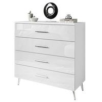 KOMMODE AURA GRIFFE mit Schubladen Beinfarbe – Chrom - Weiß, Holzwerkstoff (95/90/40cm) - Lookway