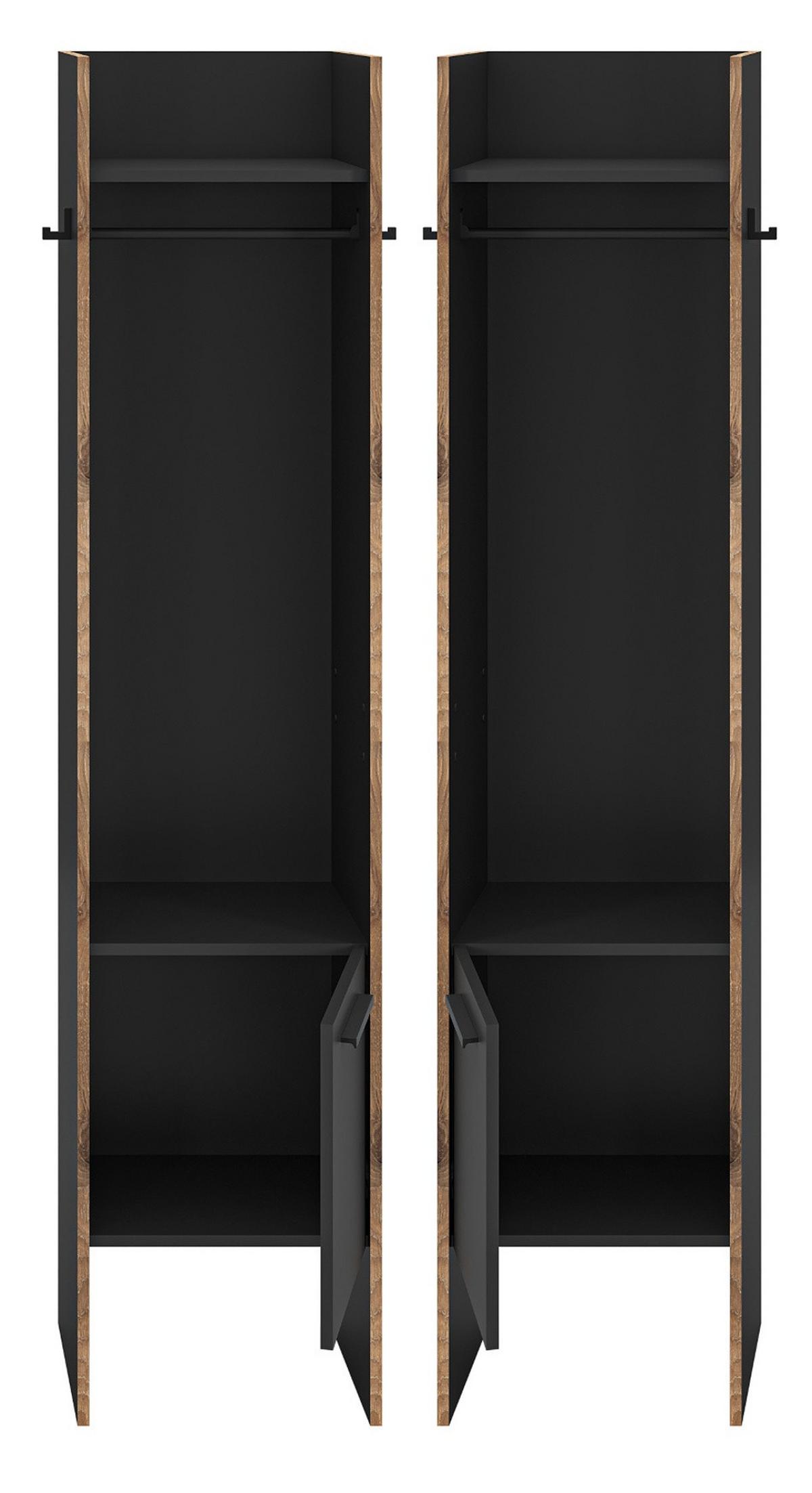 GARDEROBE grau und Nox Eiche, Kompaktgarderobe 42 x 189 cm, Salud - Dunkelgrau/Schwarz, Holzwerkstoff/Kunststoff (42/189/37cm) - Inn.Furn