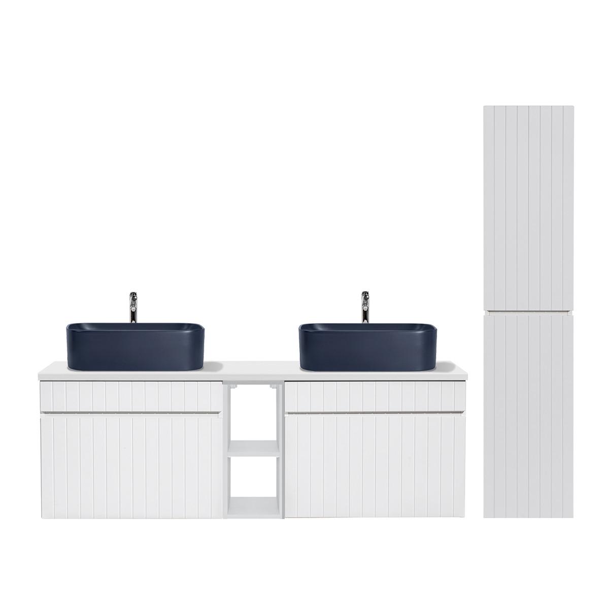BADMÖBEL 140cm Zelie 2er-Set Weiß - Weiß, Holzwerkstoff (140/48/46cm) - Petits-meubles