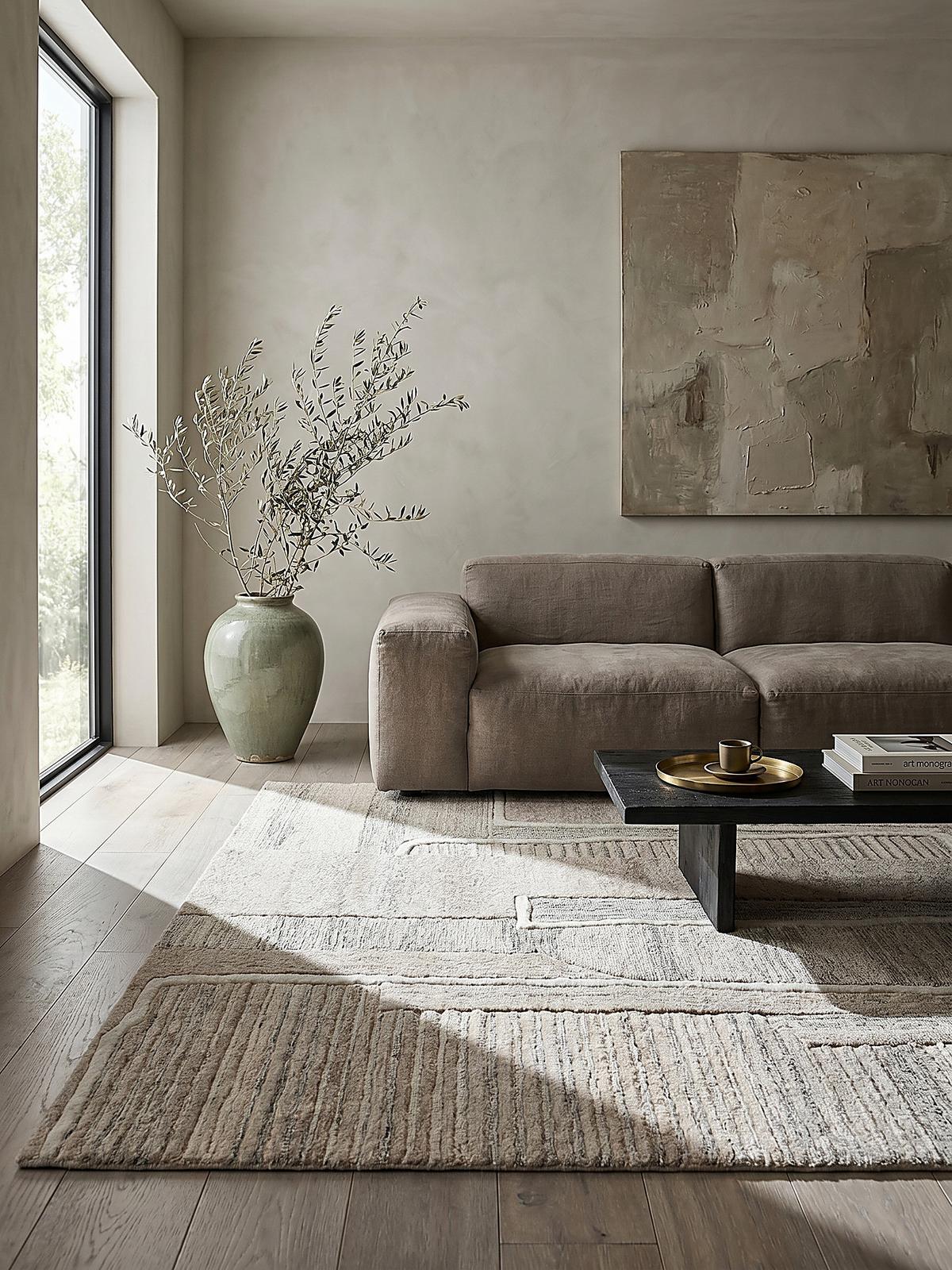 WOLLTEPPICH EDALE, abstrakt, Natur, 140 x 200 cm - Beige, Textil (140/200cm) - KADIMA DESIGN