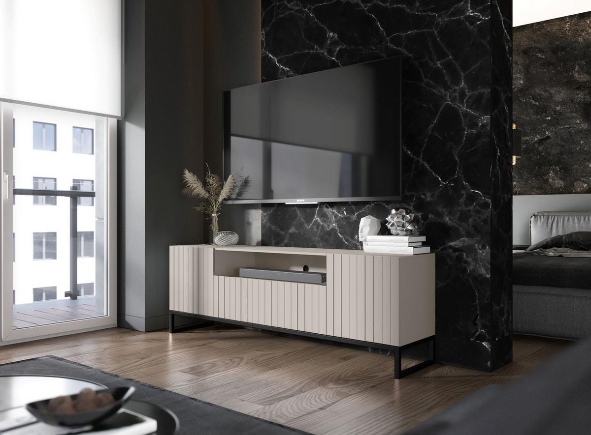 TV-SCHRANK Elpis2 Kaschmir Matt mit Metallrahmen Glamour 150 cm - Kaschmir, Holzwerkstoff (150/51.5/36.5cm) - Meble Lindner