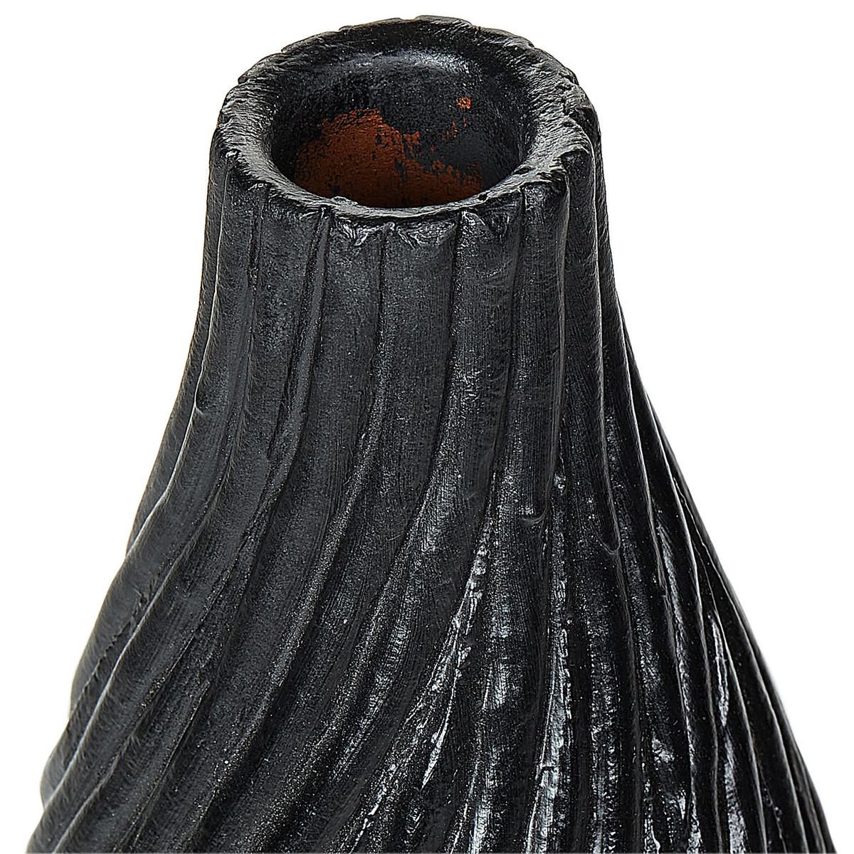 DEKOVASE Terrakotta schwarz Florentia - Schwarz, Stein (50cm) - Beliani