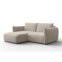 ECKSOFA TAUER 3-Sitzer LINKS, Bouclé-Stoff beige - Beige/Schwarz, Holz/Textil (173/206cm) - Courtois Laville