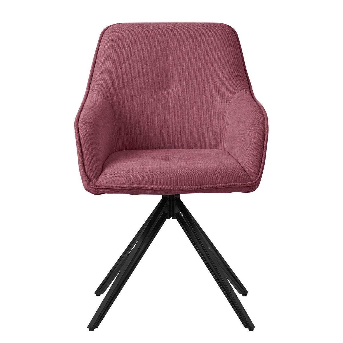 ESSZIMMERSTUHL 4er Set drehbar Altrosa Webstoff - Pink/Schwarz, Textil/Metall (61/84.5/57cm) - ML-DESIGN