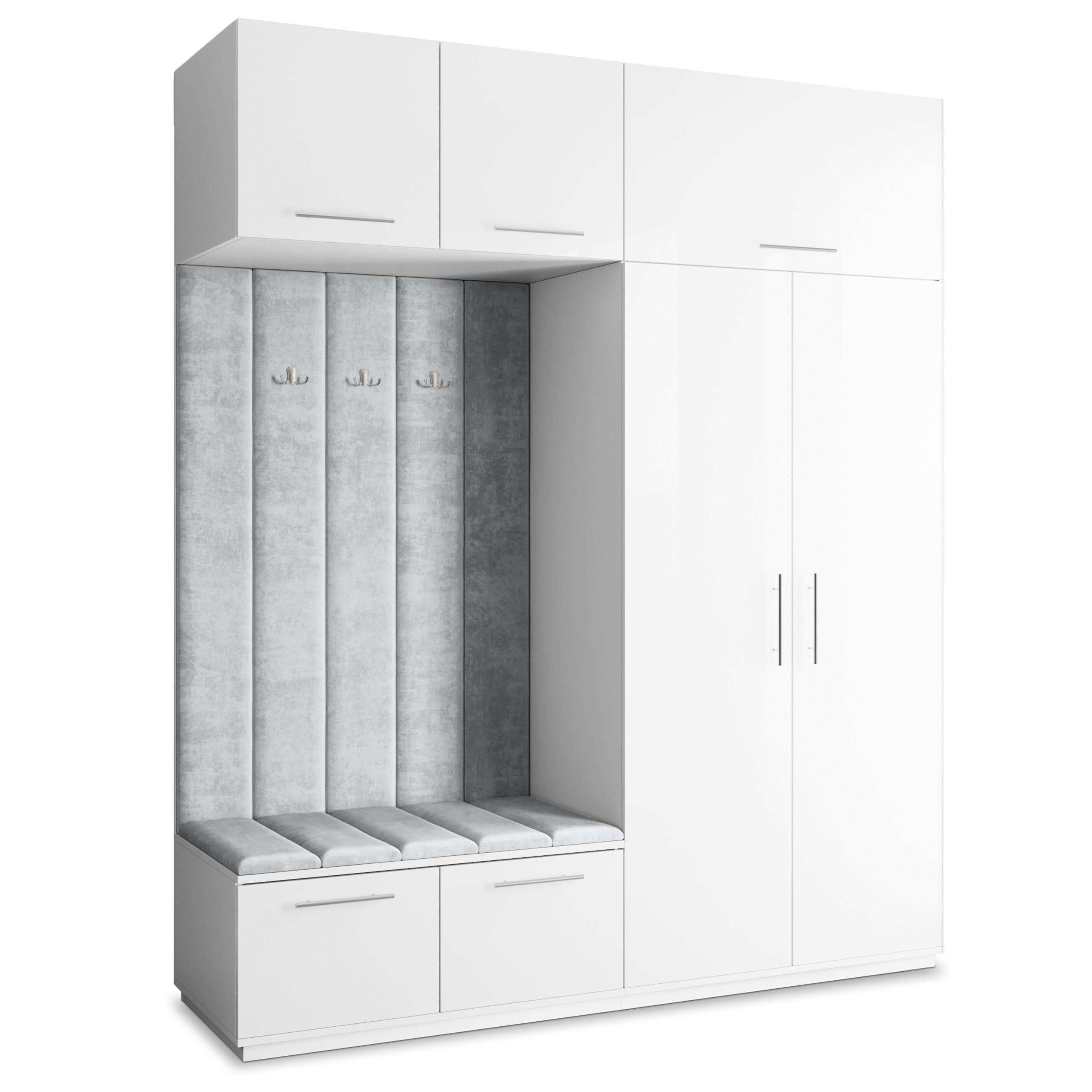 GARDEROBENSCHRANK REMA 200/240/60 cm Modern Weiß - Hellgrau/Weiß, Holzwerkstoff (200/240/60cm) - MASSENO