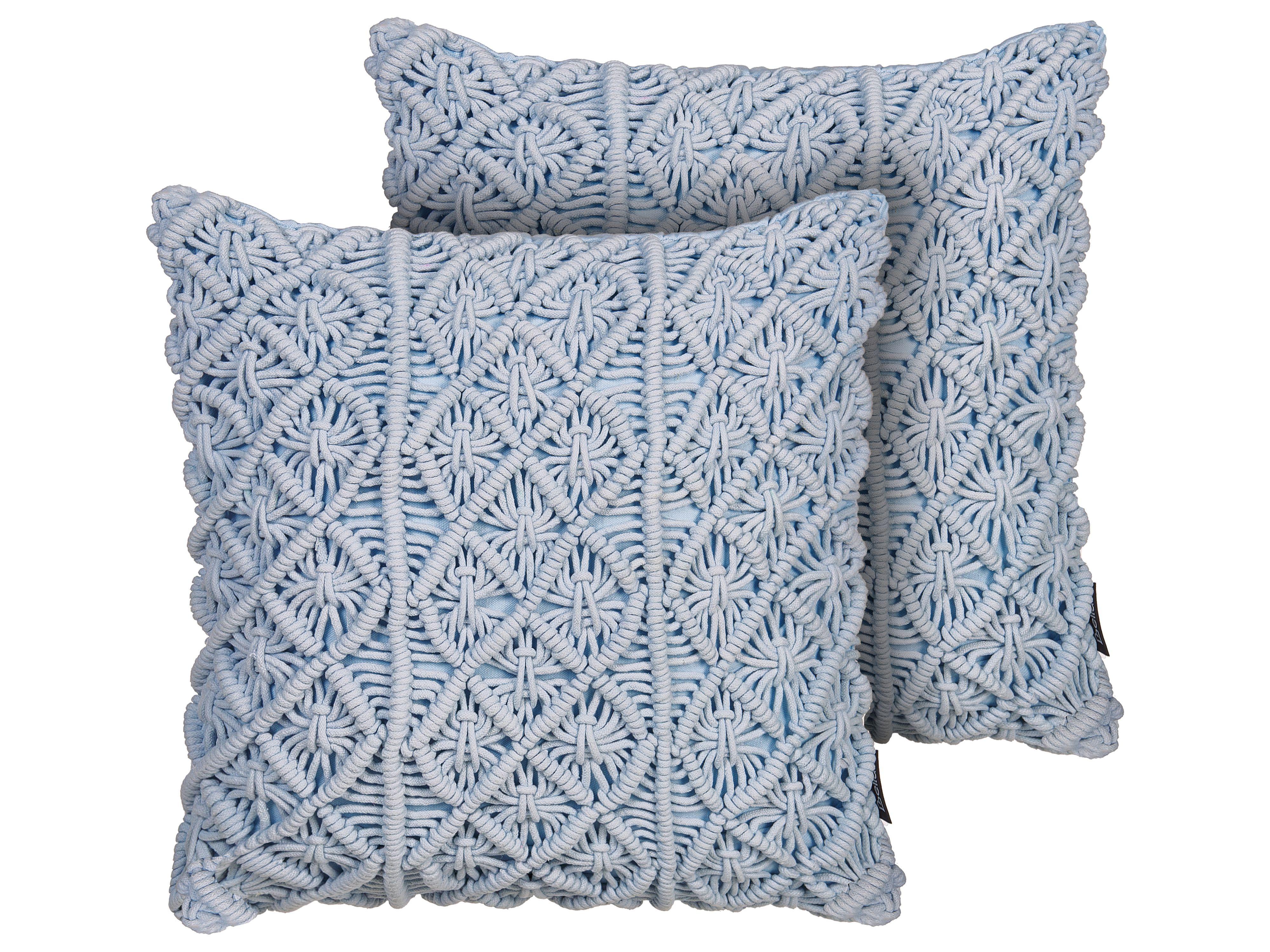 DEKOKISSEN 2er-Set Blau 45/45 cm Goreme - Blau, Naturmaterialien (45/45cm) - Beliani