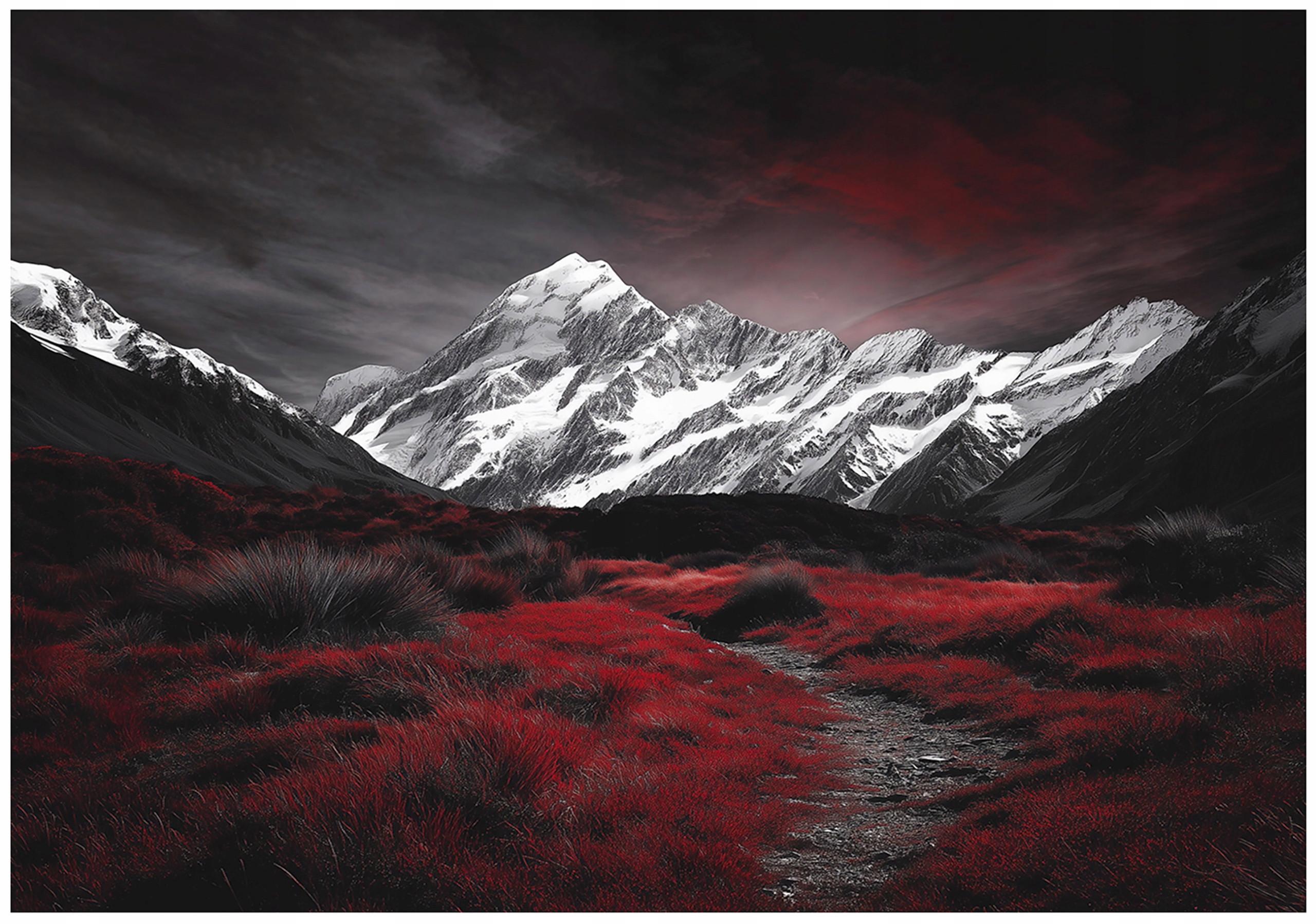 FOTOTAPETE Gebirge Natur Schwarz 350x250 cm - Multicolor, Papier (350/250cm) - Wallarena