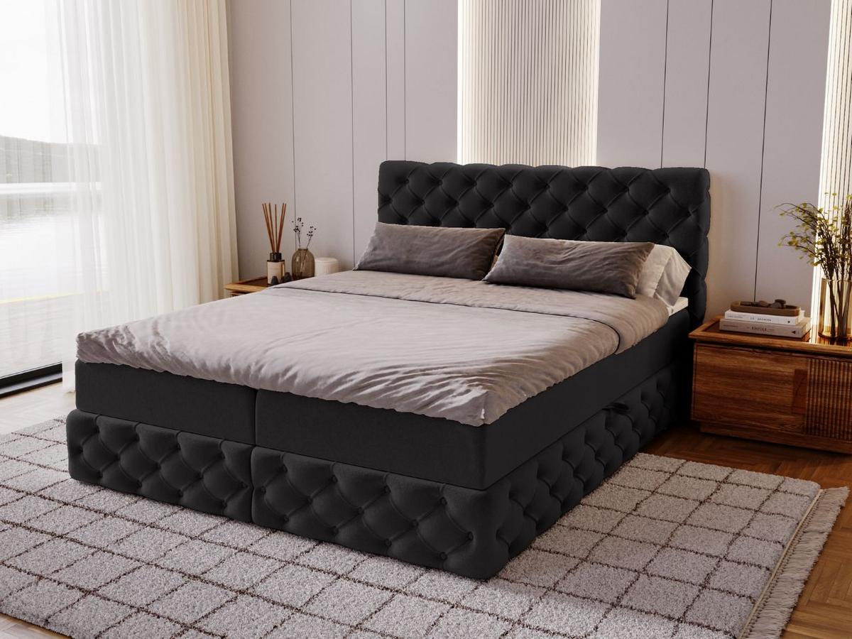 BOXBETT Canolo 140x200 Schwarz - Schwarz, Holz/Textil (140/200cm) - Graingold
