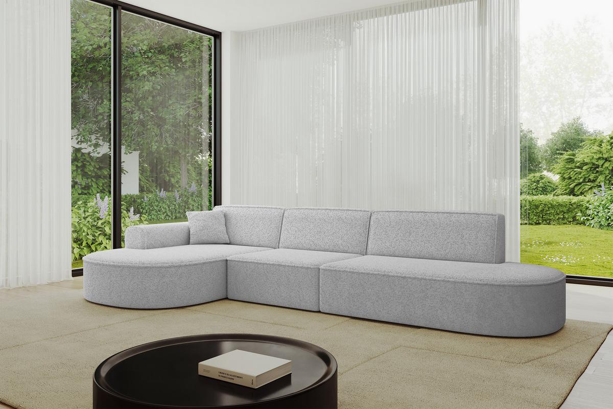 ECKSOFA Ottomane Links MARI-L2 - 328x171x79 cm Grau Tissu - Schwarz/Grau, Holzwerkstoff/Kunststoff (328/171cm) - ALTDECOR