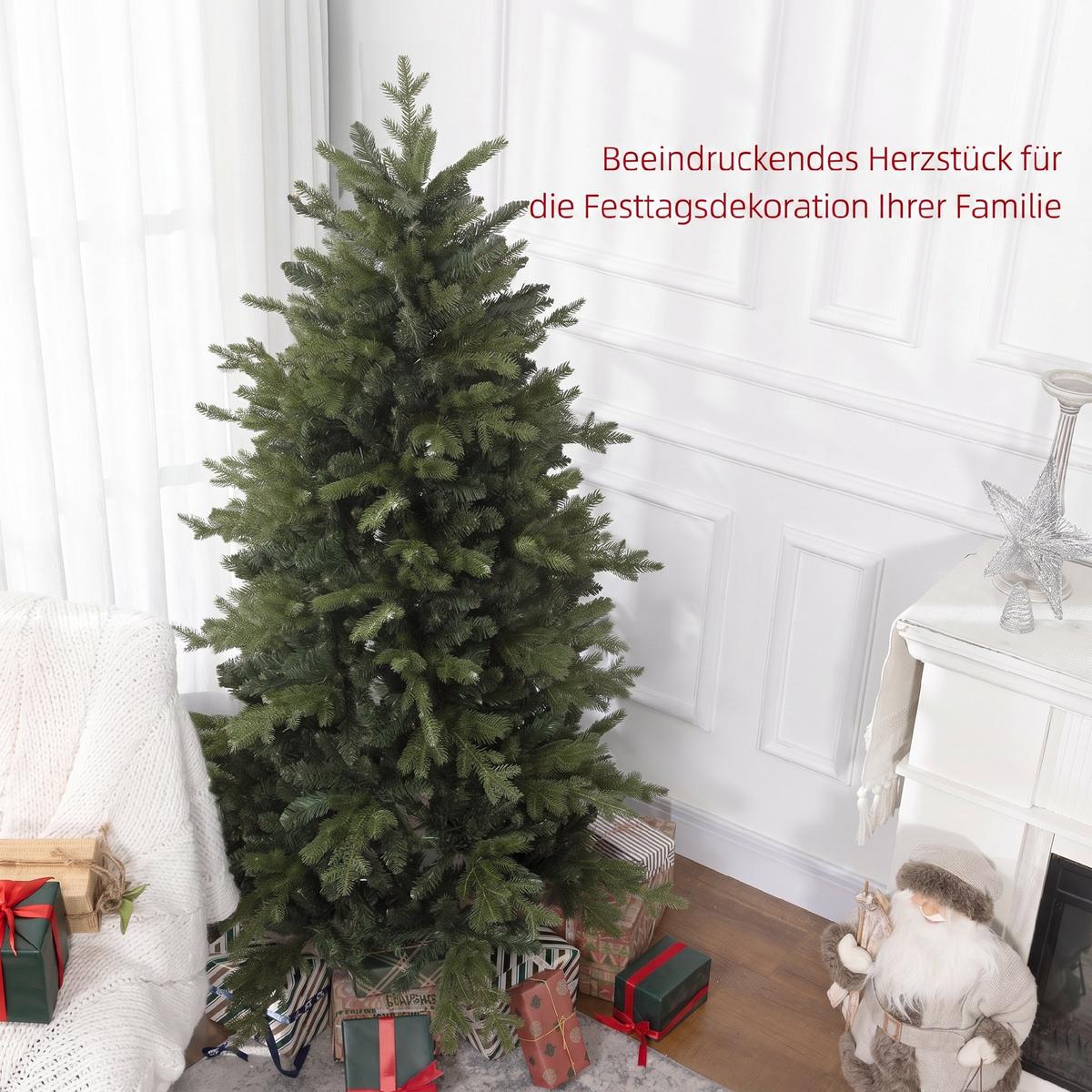 KÜNSTLICHER-WEIHNACHTSBAUM Kunststoff Metall Grün - Grün, Kunststoff (180cm) - HOMCOM
