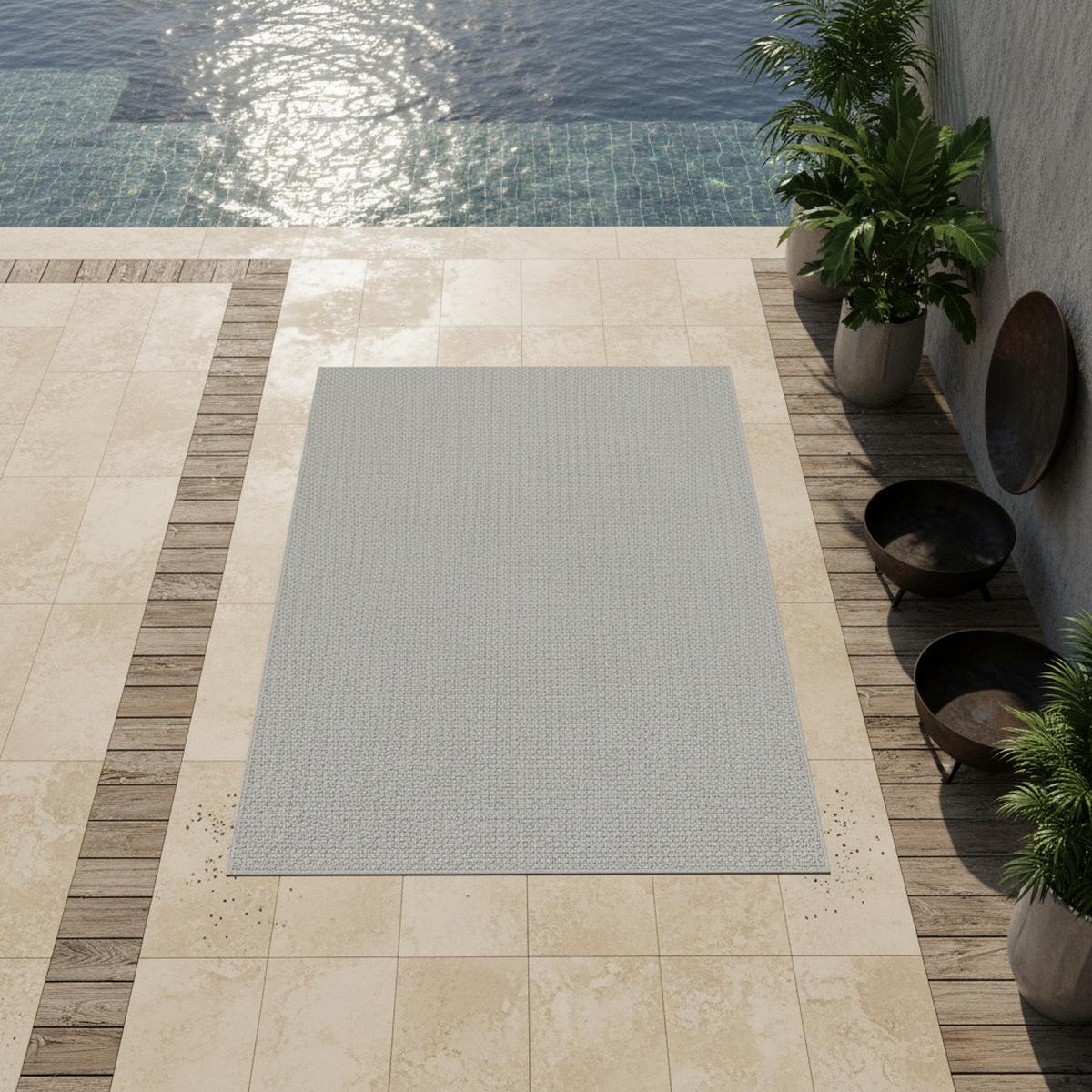 TEPPICH Outdoor LERMOOS in Grau, einfarbig, 120 x 170 cm - Grau, Textil (170/120cm) - KADIMA DESIGN