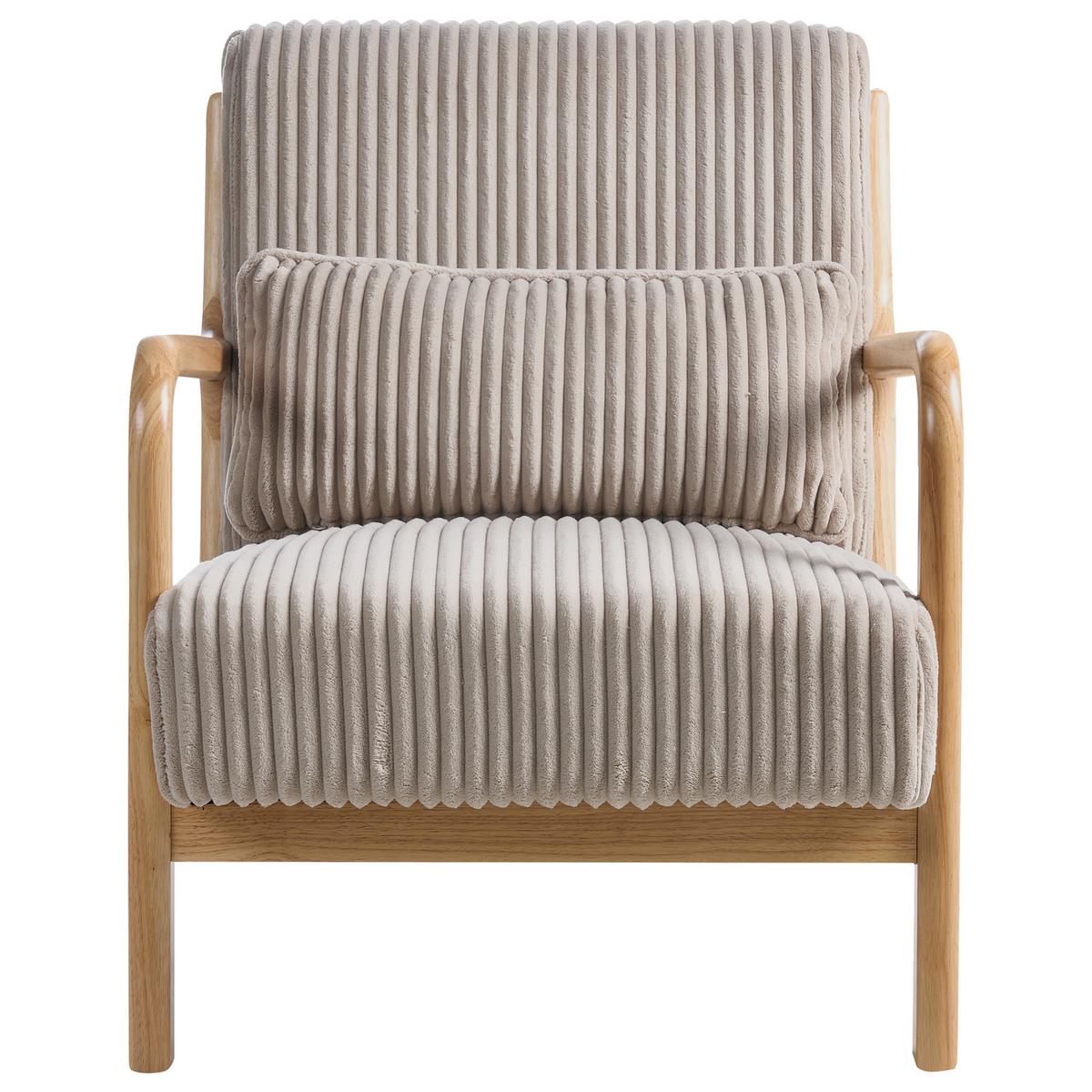 SESSEL Sorsele Cord Beige - Hellbraun/Beige, Holz/Textil (64/77/82cm) - Beliani