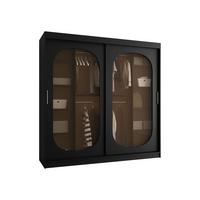 SCHWEBETÜRENSCHRANK Bahrajn 200 - Silberfarben/Schwarz, Holzwerkstoff/Kunststoff (200/200/62cm) - MIRJAN24