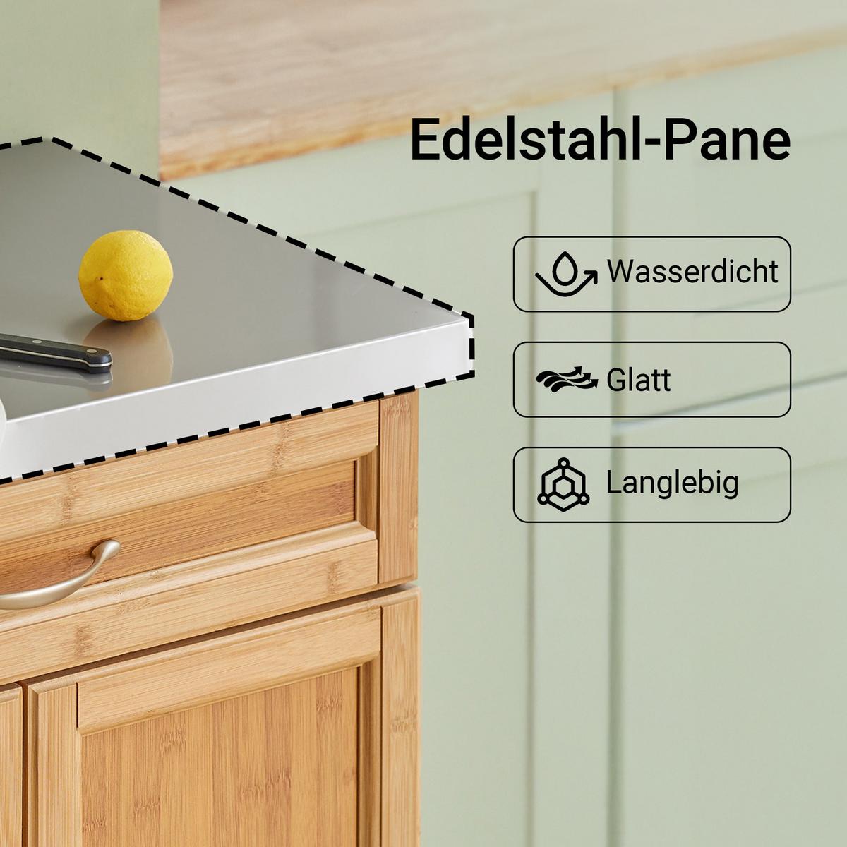 KÜCHENWAGEN Bambus - Naturfarben, Holzwerkstoff (74/90/46cm) - SoBuy