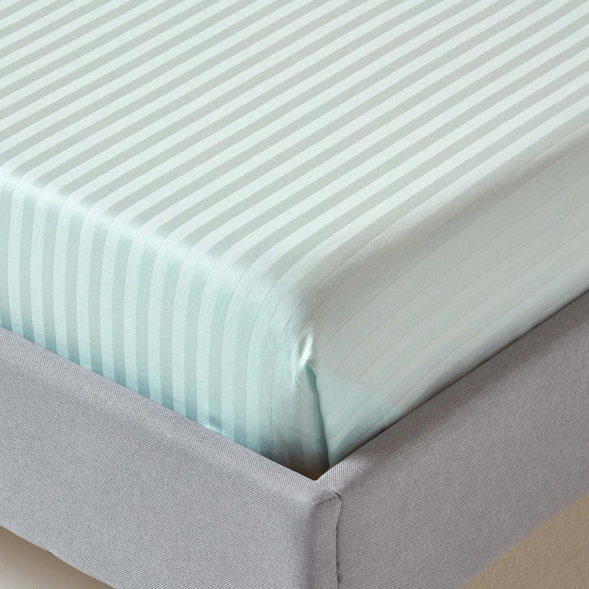 DAMAST-BETTLAKEN ohne Gummizug, 100% Ägyptische Baumwolle - Blau, Textil (178/255cm) - Homescapes