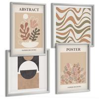 BILDER SET 4er Set - 50x50 cm & 40x60 cm Silberner Rahmen - Abstrakte Formenmuster - Silberfarben, Kunststoff (50/50cm) - TULUP