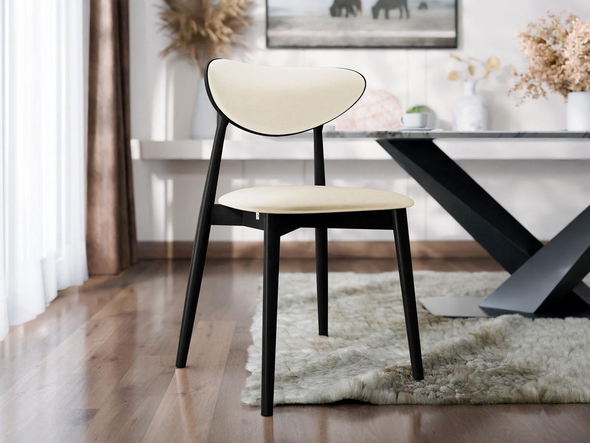 WOHNZIMMER STUHL KT65/C, Holzfarbe: Schwarz - Schwarz/Naturfarben, Holz/Textil (48/80/49cm) - MIRJAN24