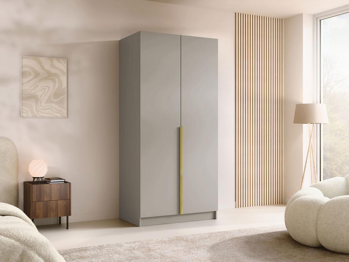 KLEIDERSCHRANK Bono I - Beige/Goldfarben, Holzwerkstoff/Metall (100/215/58cm) - MIRJAN24