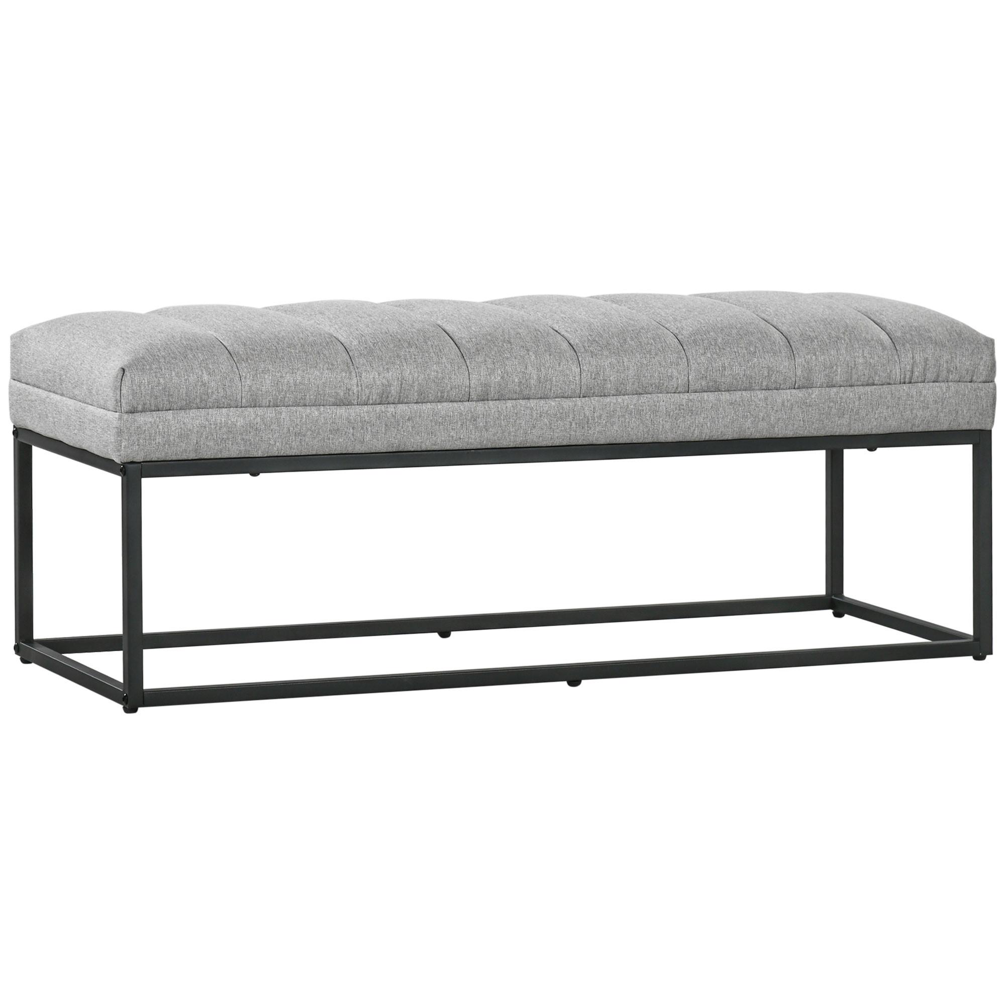BETTBANK, für Wohnzimmer, bis 200 kg Belastbar, Stahl, Hellgrau - Hellgrau, Kunststoff (44/45.5/120cm) - HOMCOM