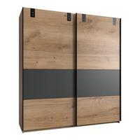 Schwebetürenschrank Dublin Eichefarben ca. 180x198x64cm - Eichefarben/Graphitfarben, KONVENTIONELL, Holzwerkstoff/Metall (180/198/64cm) - Mömax