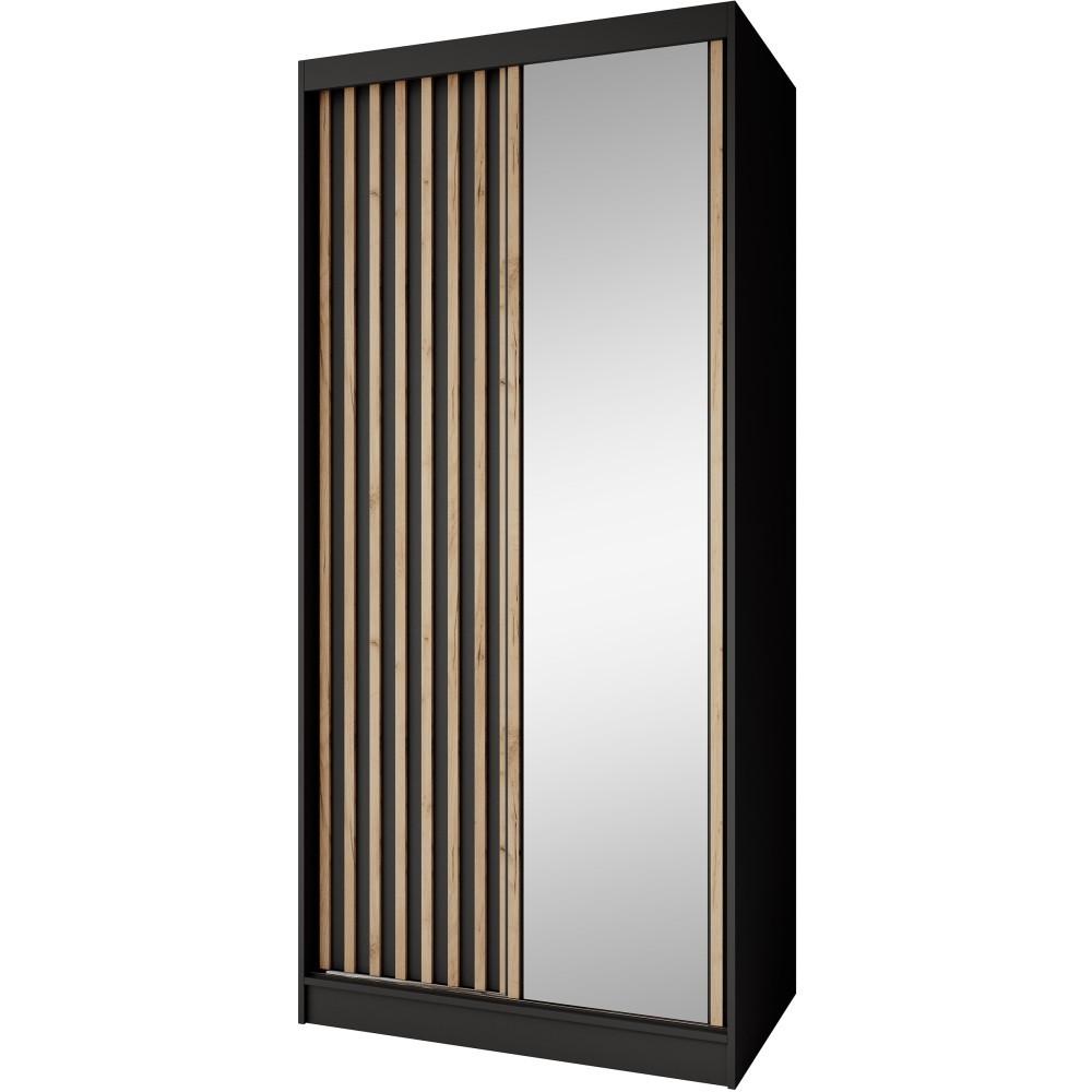 SCHWEBETÜRENSCHRANK Donatello mit 2 Türen. 100 cm, Schwarz+eiche Artisan - Schwarz/Eiche Artisan, Holzwerkstoff (100/205/60cm) - Beautysofa