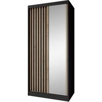 SCHWEBETÜRENSCHRANK Donatello mit 2 Türen. 100 cm, Schwarz+eiche Artisan - Schwarz/Eiche Artisan, Holzwerkstoff (100/205/60cm) - Beautysofa