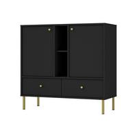 KOMMODE TORINO 100/95/41 cm mit 2 Schubladen 2 Türen Graphitfarben - Graphitfarben, Holzwerkstoff (100/95/41cm) - MASSENO