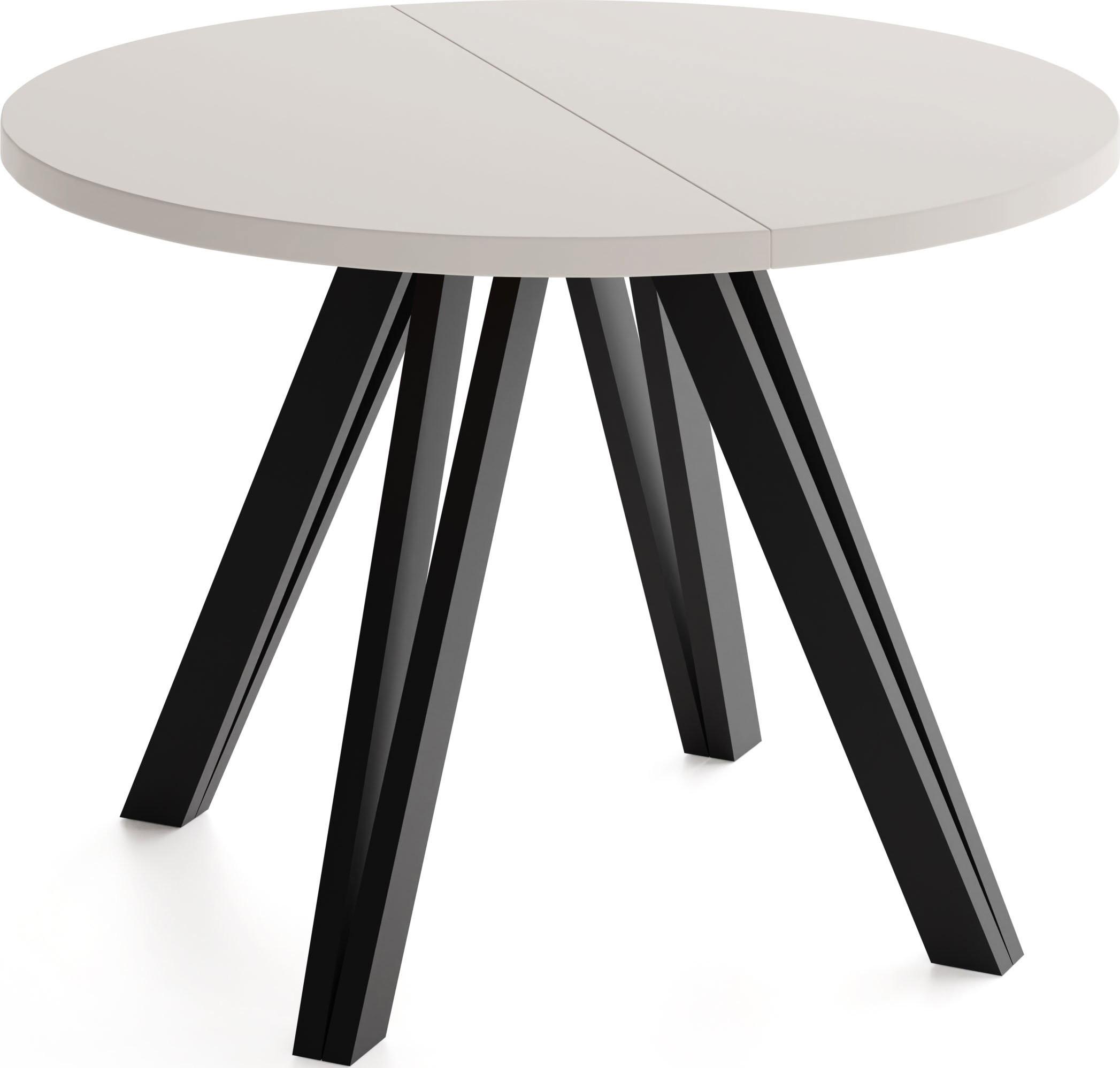 ESSTISCH Ravero runder ausziehbarer, Kaschmir 100-180/100/77 cm - Kaschmir/Beige, Holz/Holzwerkstoff (100/180/76.5cm) - WFL GROUP