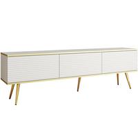 TV-SCHRANK Oris Weiß matt mit goldenen Beinen Glamour Style 175 cm - Goldfarben/Weiß, Holzwerkstoff/Metall (175/53/32cm) - Meble Lindner