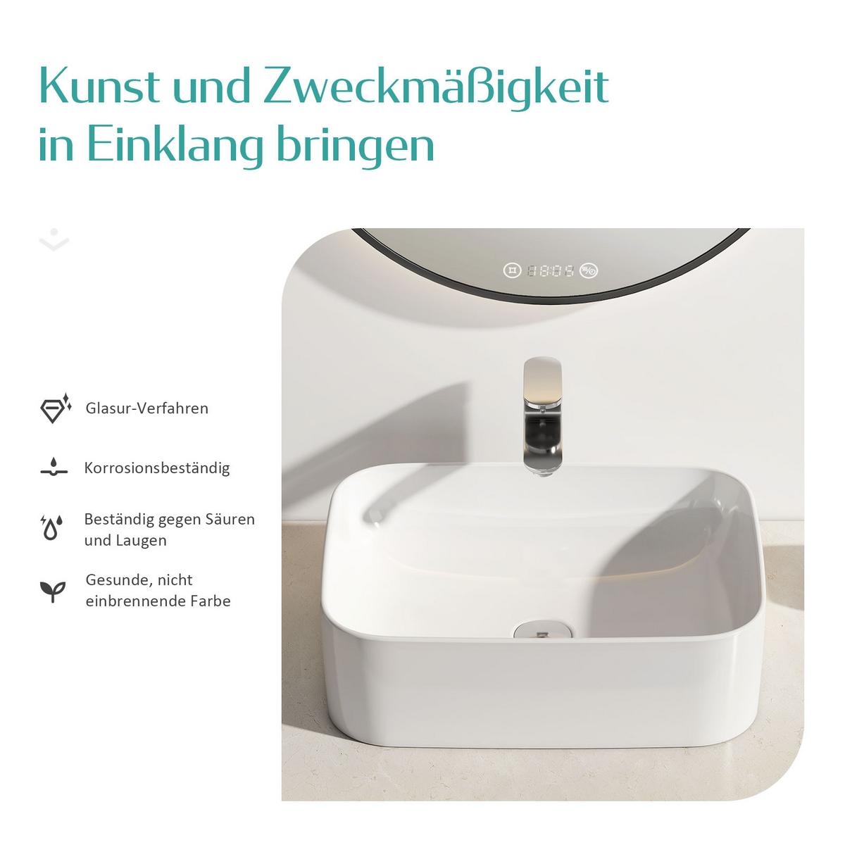 WASCHBECKEN mit pflegeleichter Oberfläche Weiß 60,5/38 cm - Weiß Hochglanz, Keramik (38/15/60.5cm) - EMKE