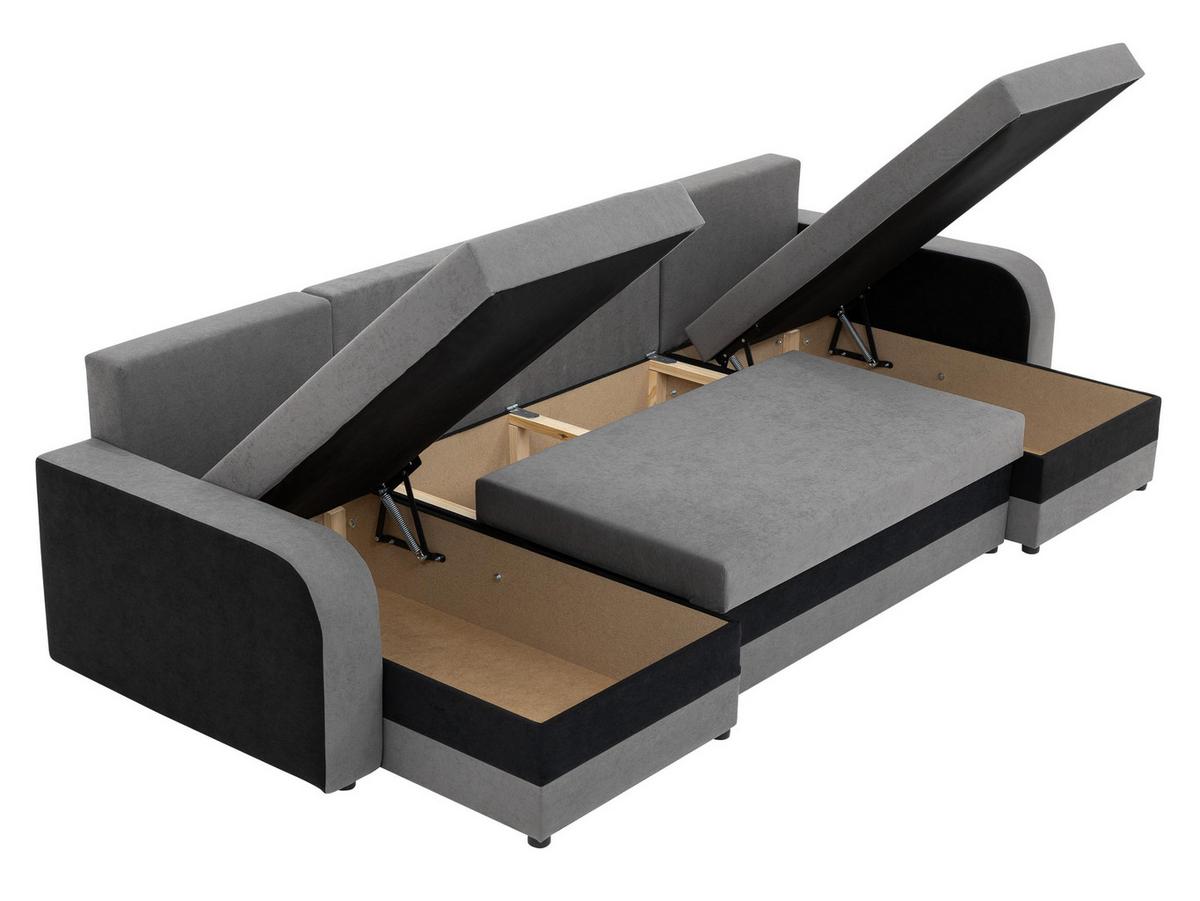 ECKSOFA Kris U Lux - Beige/Schwarz, Holz/Kunststoff (304/80/140cm) - MIRJAN24