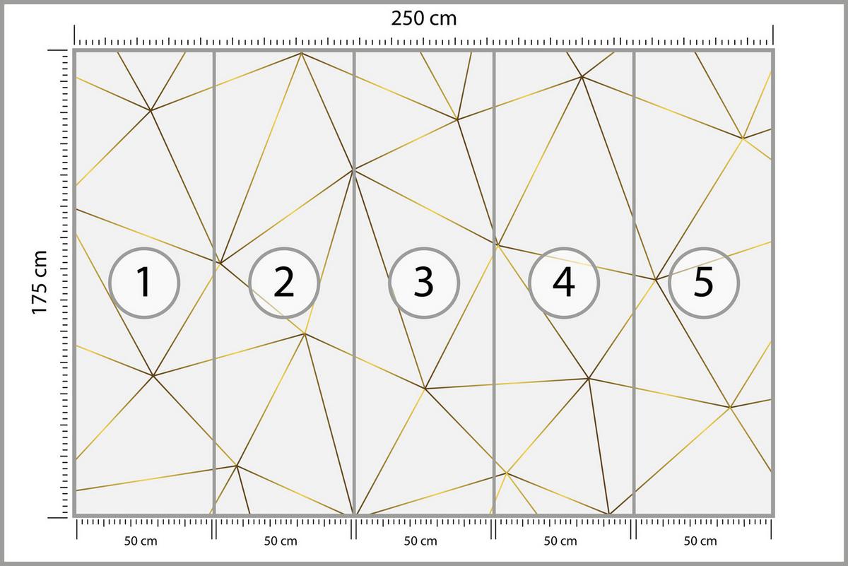 FOTOTAPETE Geometrische Abstraktion Glamour Stil 250x175 - Gelb/Beige, Papier (250/175cm) - Muralo