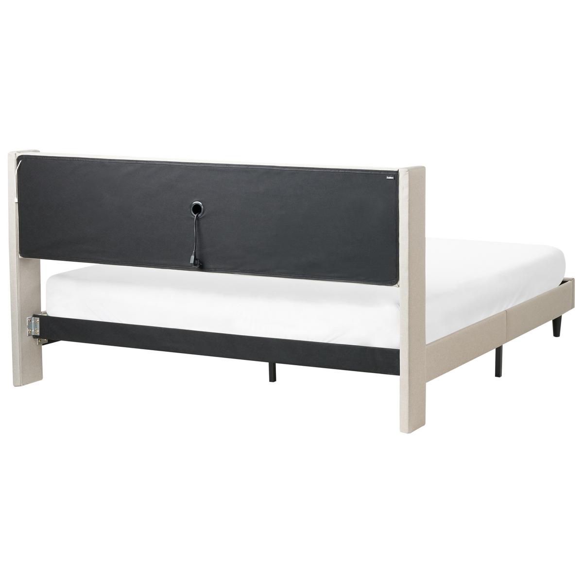 BETT mit LED 180/200 cm Stoff Hellbeige Beaulieu - Beige, Textil (180/200cm) - Beliani