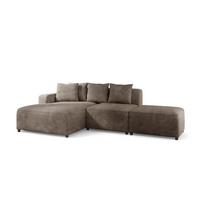 ECKSOFA Megan Xs In Poso - Mokka, Holzwerkstoff/Textil (304/165cm) - Fun Möbel