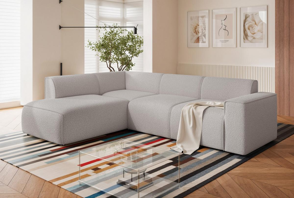 ECKSOFA ZAVO Links Feiner Mischstoff in Grau - Grau, Kunststoff/Textil (310/218cm) - Idohome