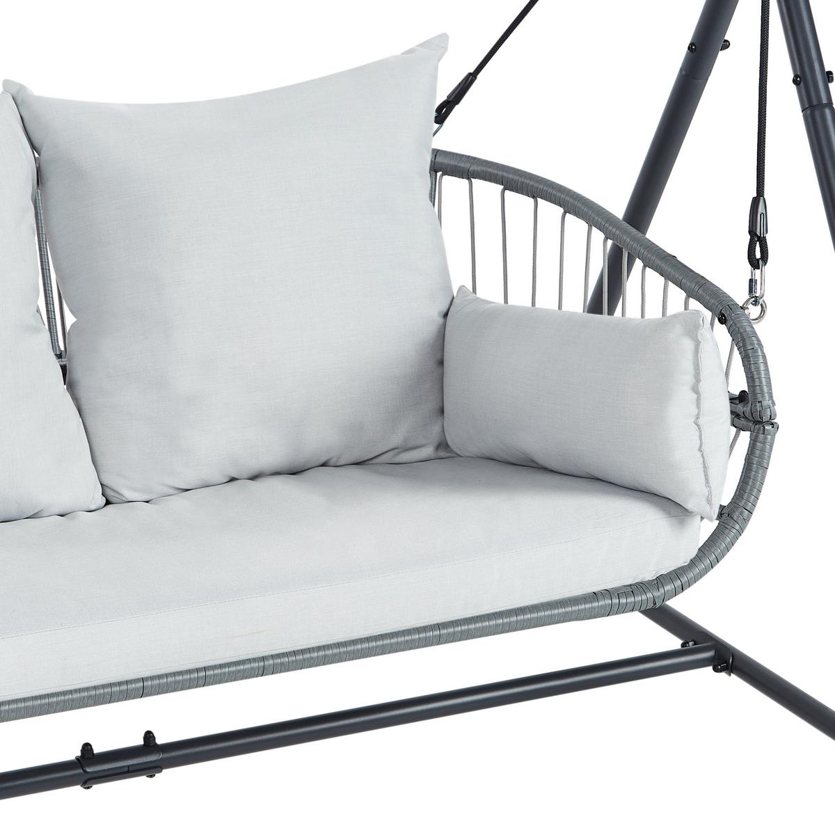 HOLLYWOODSCHAUKEL Grau Fiastra - Hellgrau, Metall (170/202/140cm) - Beliani