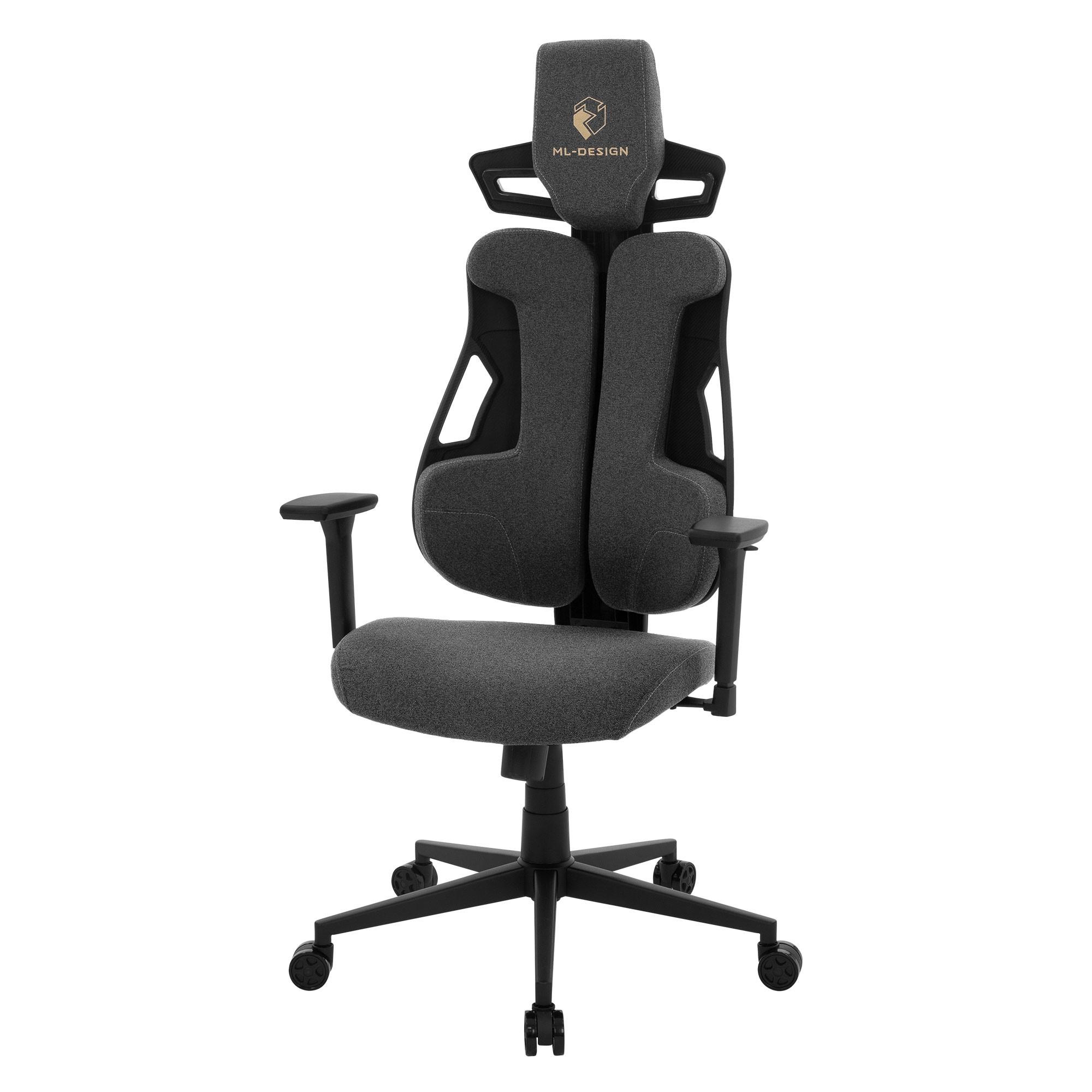 GAMINGSTUHL mit Stoffbezug in Grau Individuell Einstellbar - Schwarz/Grau, Kunststoff/Textil (69/142/68cm) - ML-DESIGN