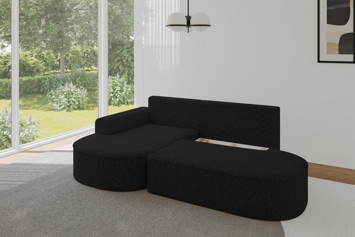 ECKSOFA mit Schlaffunktion und Bettkasten Ottomane Links MARI-L1-S - 283x167x73 cm Schwarz Tissu - Schwarz, Holzwerkstoff/Kunststoff (283/167cm) - ALTDECOR