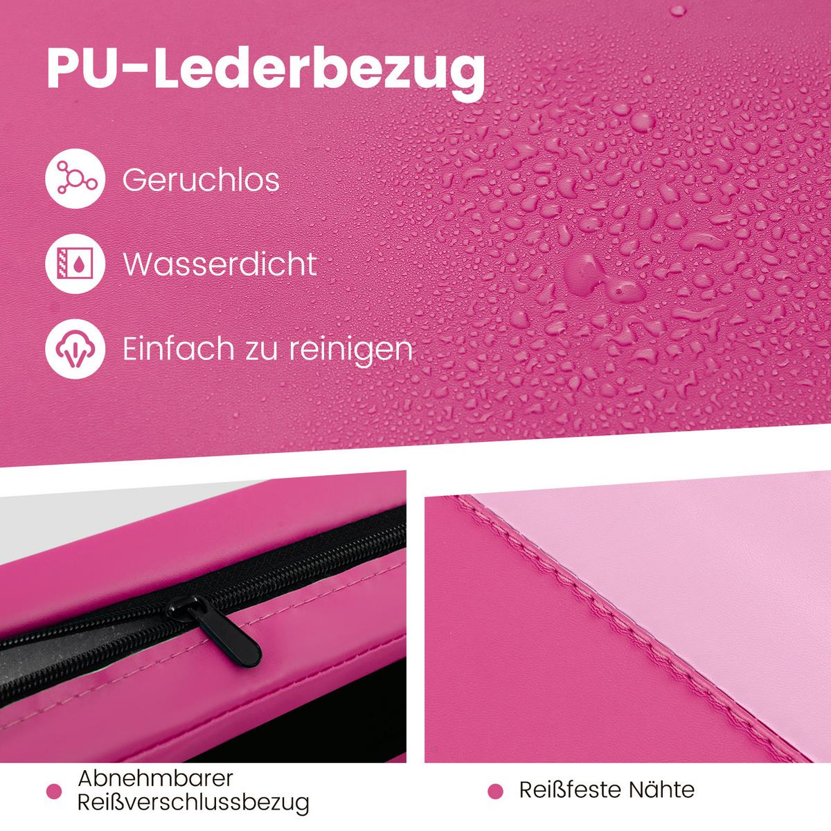GYMNASTIKMATTE Rosenrot - Pink, Leder (300/117cm) - COSTWAY