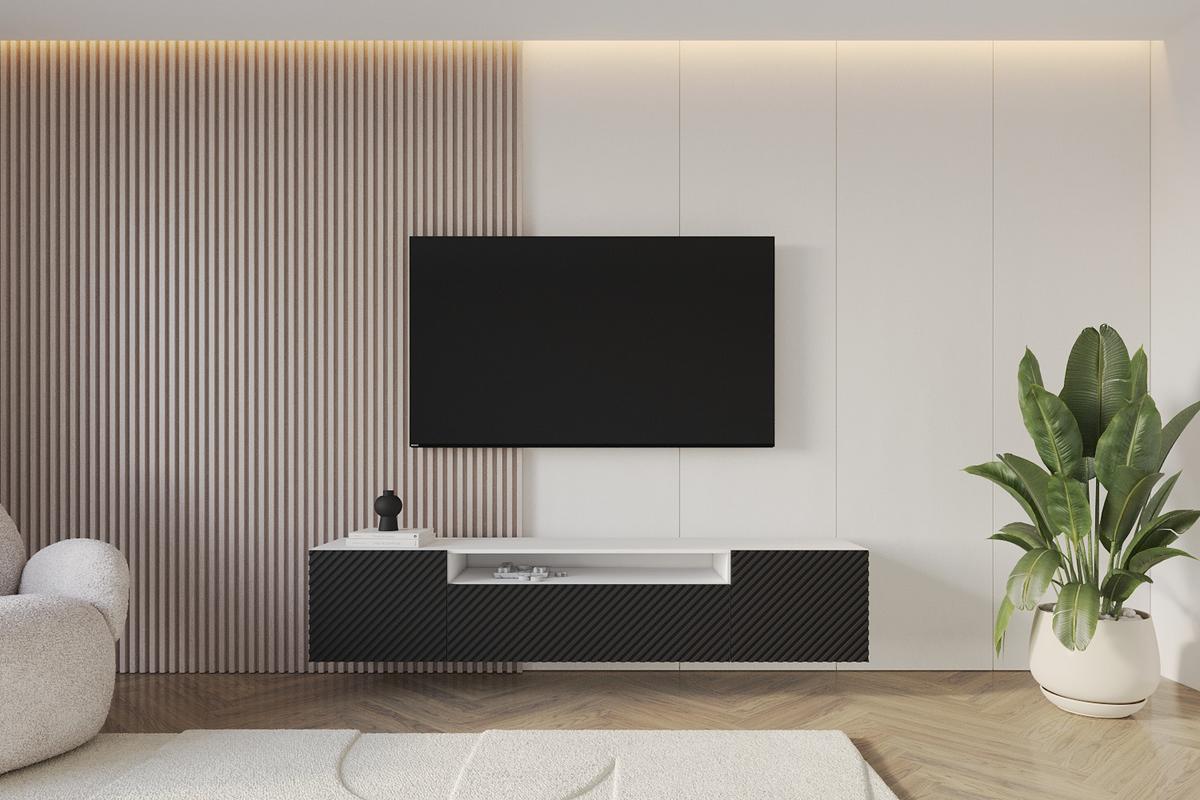 LOWBOARD ZENO-W 200x40x41 cm - Weiß / Schwarz - Schwarz, Holzwerkstoff (200/40/41cm) - ALTDECOR