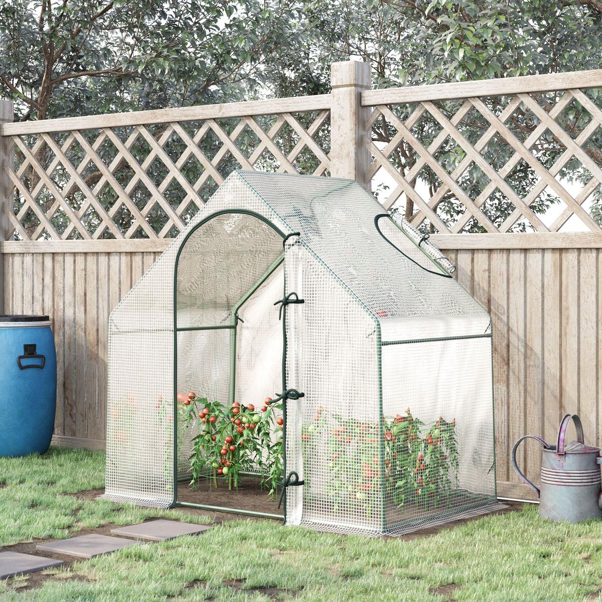 GEWÄCHSHAUS, 180L x 100B x 168H cm - Weiß, Metall (100/168/180cm) - Outsunny