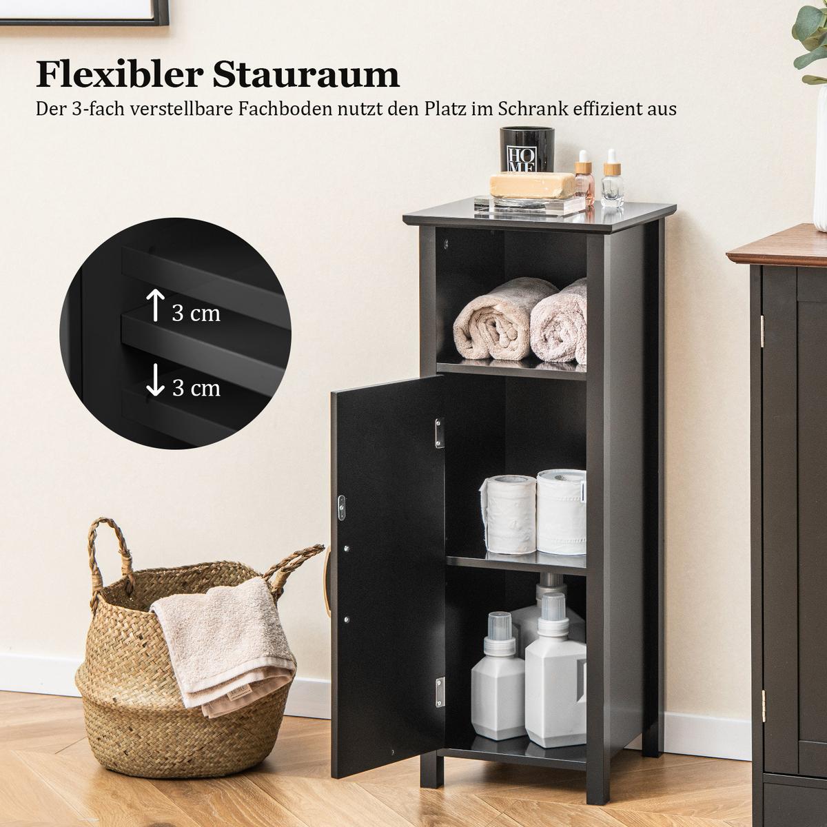 AUFBEWAHRUNGSSCHRANK Schwarz - Schwarz, Holzwerkstoff (30/80/30cm) - COSTWAY