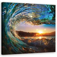WANDBILD landschaften orange - Blau, Textil (50/50cm) - Feeby