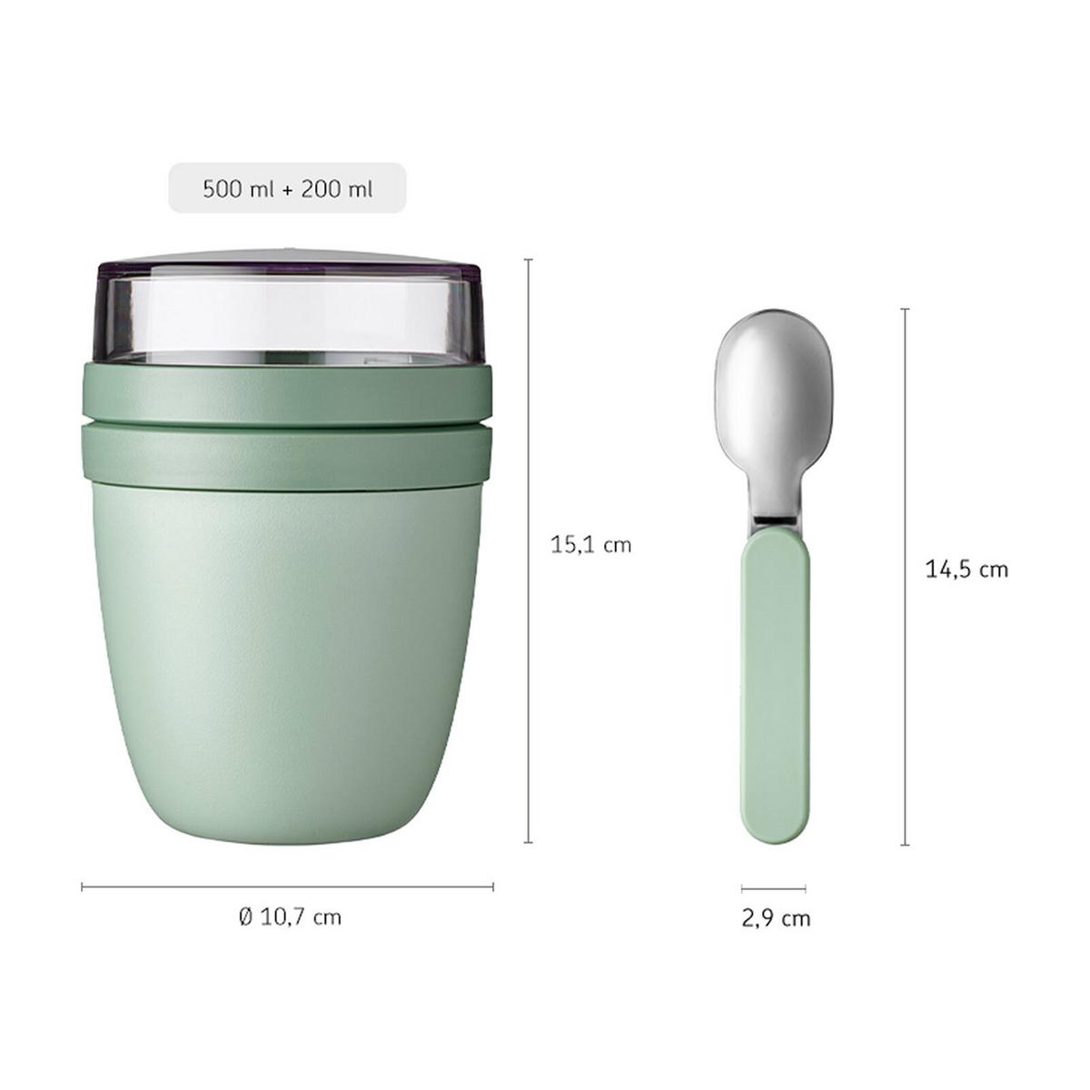 LUNCHPOT + FALTBARER LÖFFEL Ellipse Vivid Mauve 500 + 200 ml - Rot/Rosa, Kunststoff/Metall (10.7/16.9/10.7cm) - Mepal