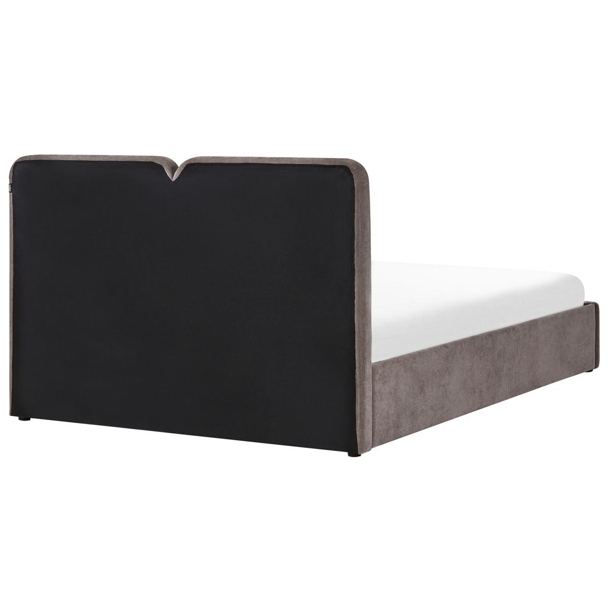 BETT mit Stauraum 160/200 cm Chenillegewebe Taupe Arbois - Taupe, Textil (160/200cm) - Beliani